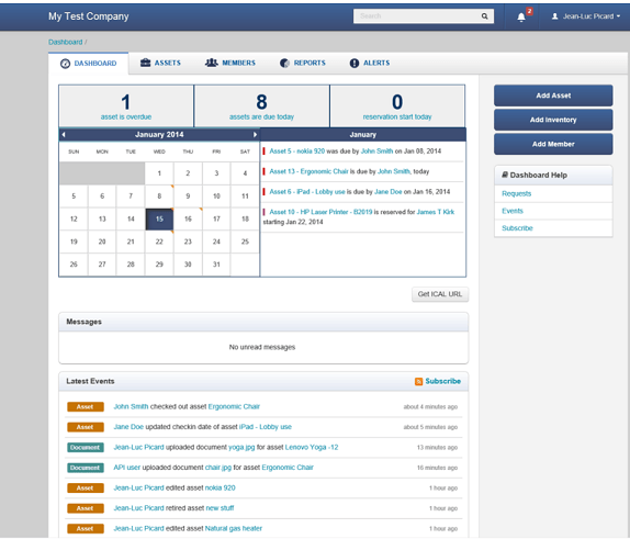 Inventory control software dashboard from EZ Office Inventory